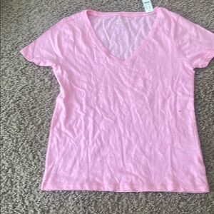 NWT J crew vintage cotton Pink V-Neck Women's Top. Size S